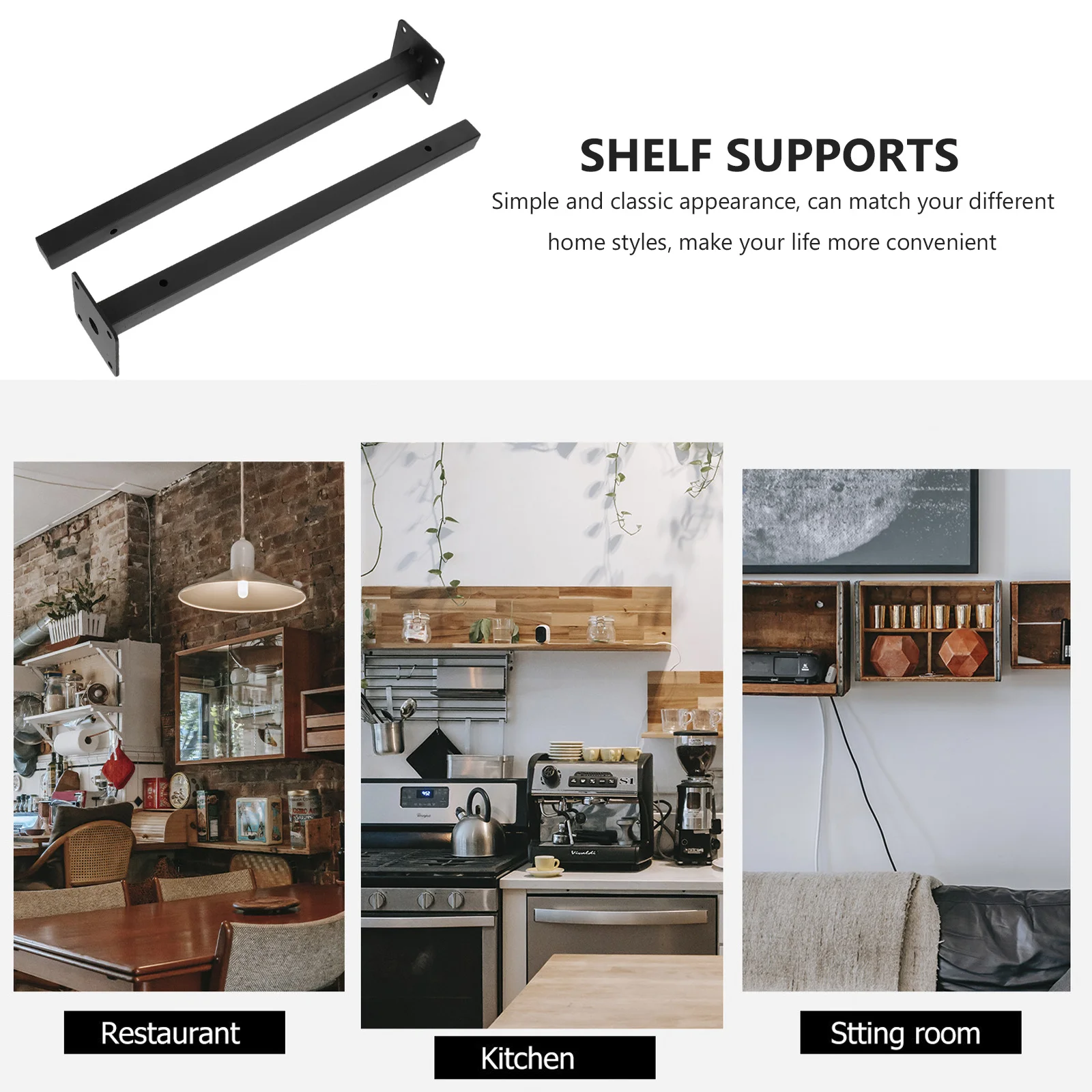 

2Sets Wall Brackets Floating Shelf Supports Sturdy Durable Storage Shelf Brackets for Bedroom Living Room Kitchen