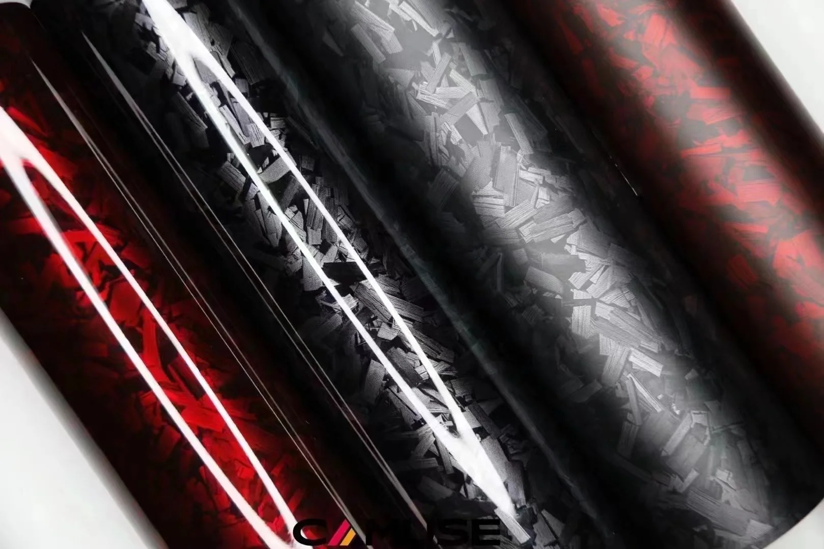 Vinyl Bubble-free Self-mucous Car Body Car Wrap Roll Black Custom Vinyl Carbon 6D 7D Forged Red Gloss Carbon Fiber 1.52*18M