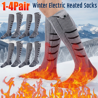 1-4Pair Electric Heated Socks Winter Cold-Proof Fast Heating Thermal Foot Warmer for Outdoor Skiing Hiking (Not Include Battery)