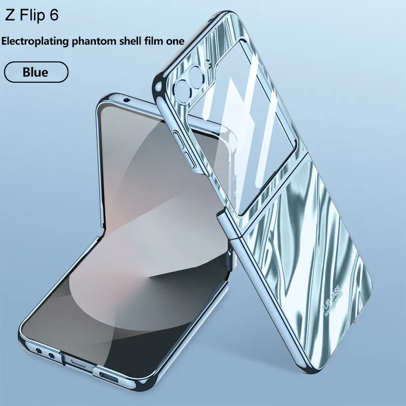 Electroplated Phantom Phone Case For Samsung Z Flip 6 5G Z Flip6 Shell Film Integrated With Tempered Film Drop-proof Cover