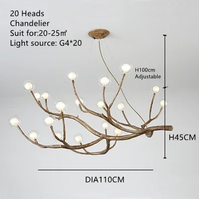 木の枝の形をした樹脂の吊り下げ式LEDシーリングライト,室内照明,装飾