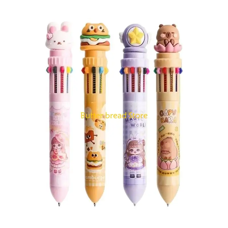 

W89C Набор из 4 разноцветных шариковых ручек с выдвижным дизайном, наконечник 0,5 мм для студентов, учителей и профессионального