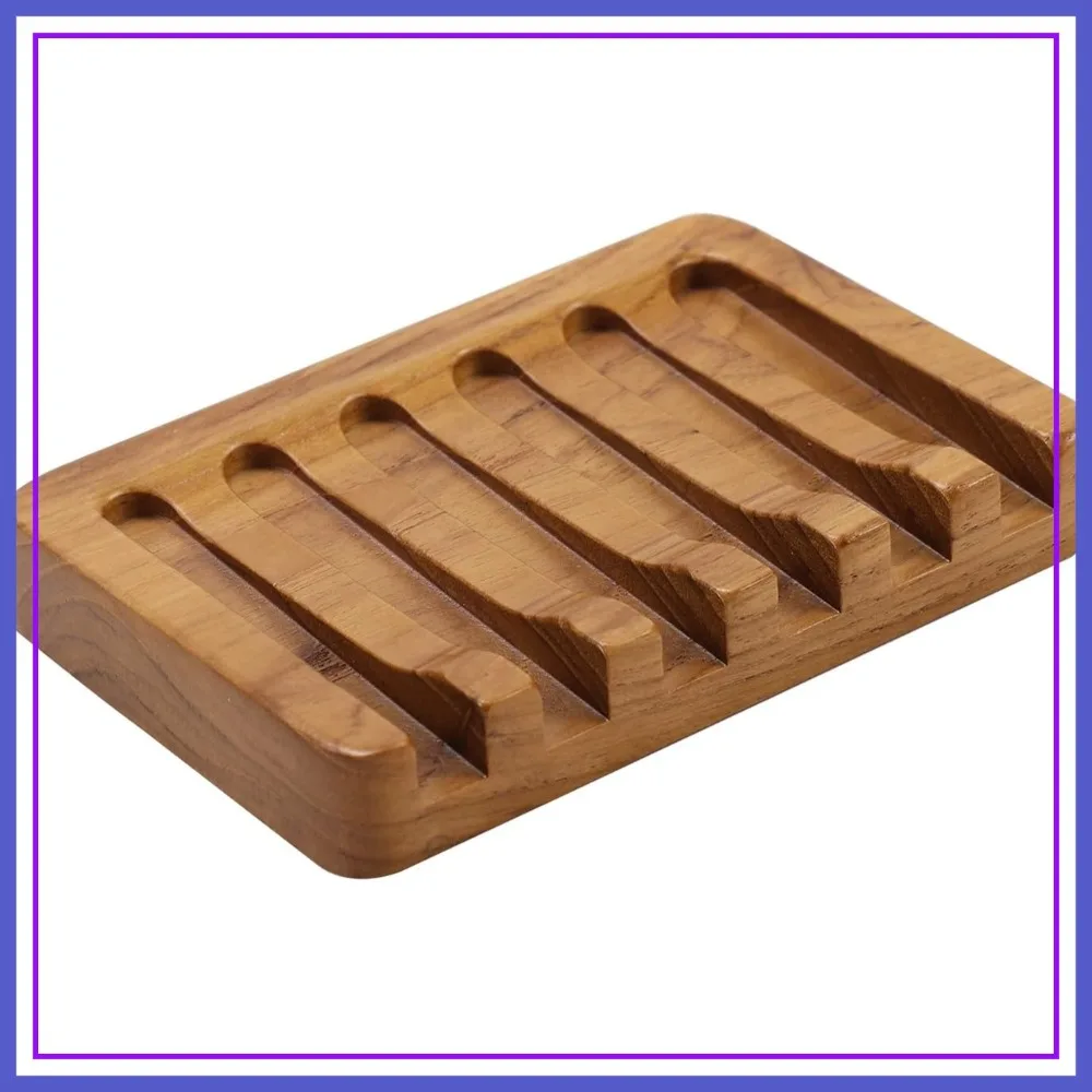 

Teak Wood Soap Dish with Slanted Waterfall Design, Bar Soap Holder for Shower, Bathroom, Sink, Kitchen, Countertop