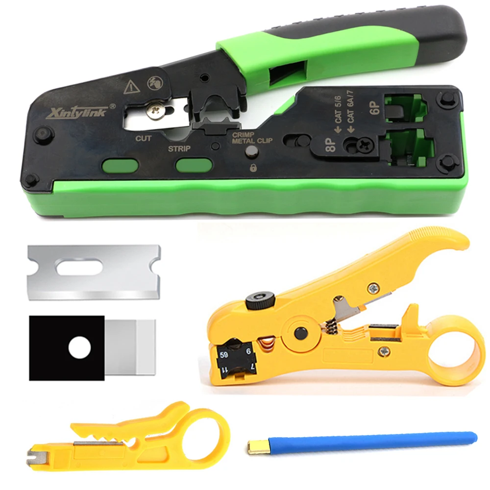 new rj45 crimper clamp Networking Tools kit set rg45 CAT5 CAT6 CAT6A CAT7 CAT8 Wire Stripping Cutting Crimping stripper pliers