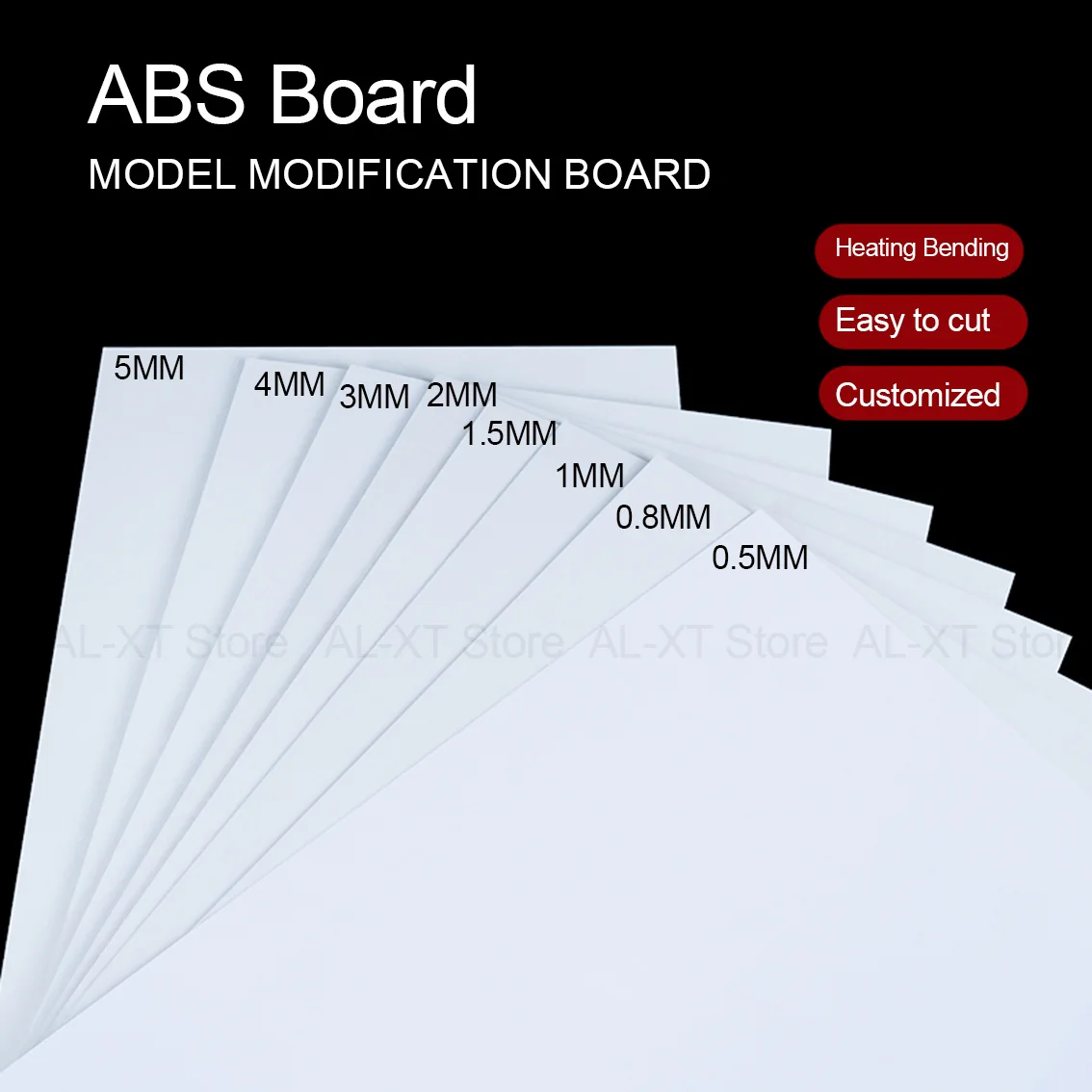 ABS Board Thick 0.5mm 0.8mm 1mm 1.5mm 2mm 3mm 4mm 5mm ABS Plastic Sheet Model Modification Board Customized DIY Handmade Parts