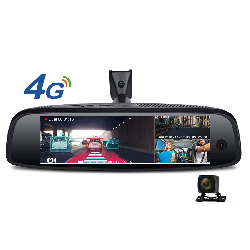 

7,84 ''FHD 1080P 4G WiFi Auto DashCam 3 камеры 2 + 32 ГБ Android 5.1 ADAS Кронштейн зеркала заднего вида для автомобилей такси DVR Черный ящик