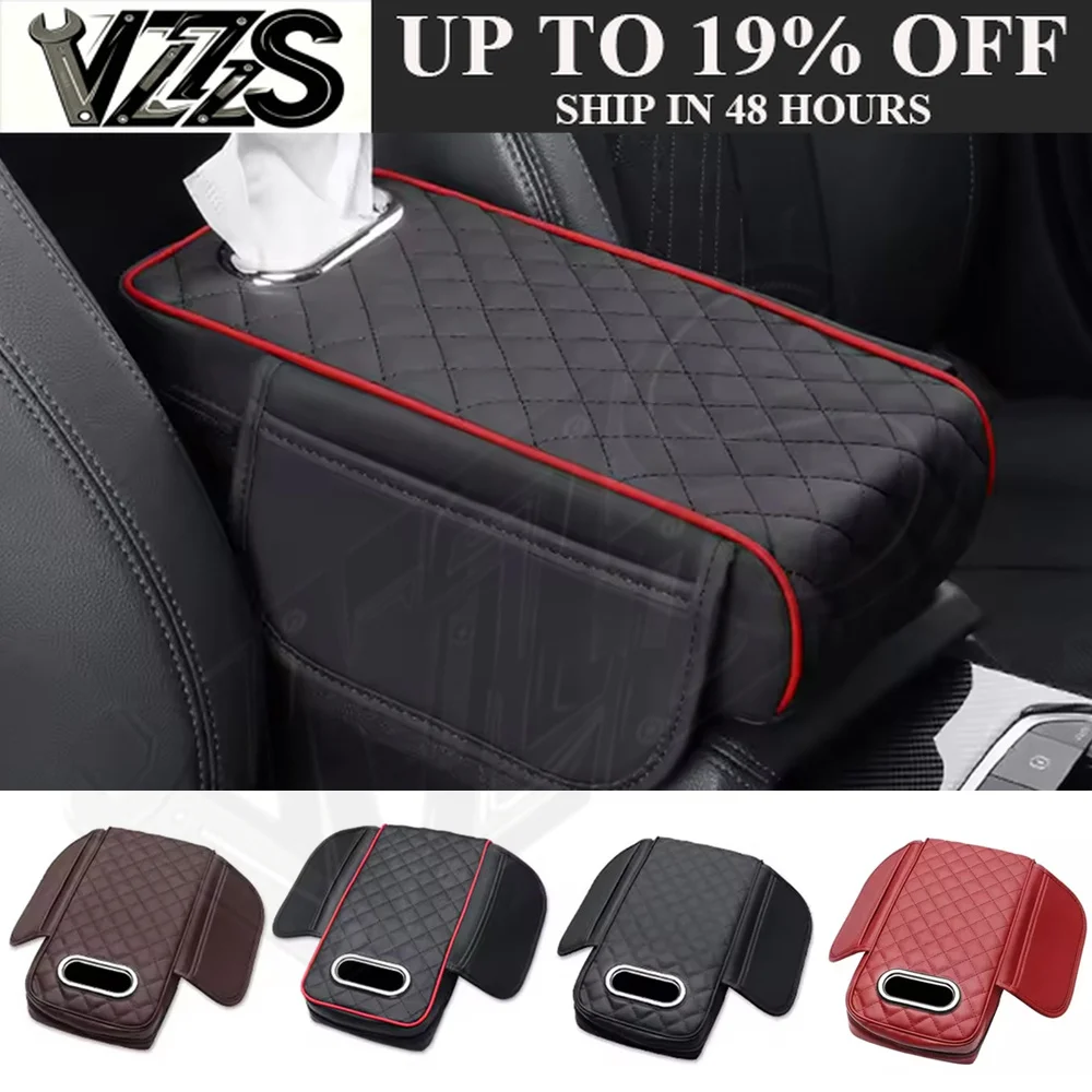 1pc Car Center Console Arm Rest Height Pad Storage Box Memory Foam Armrest Protection Mat with Tissue Pocket Auto Accessories