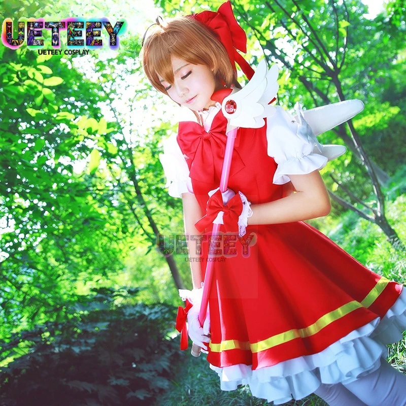 UETEEY COS كاردكابتور ساكورا ساكورا تأثيري حلي الأحمر والأبيض القتالية البدلة هالوين مجموعة حجم مخصص #3