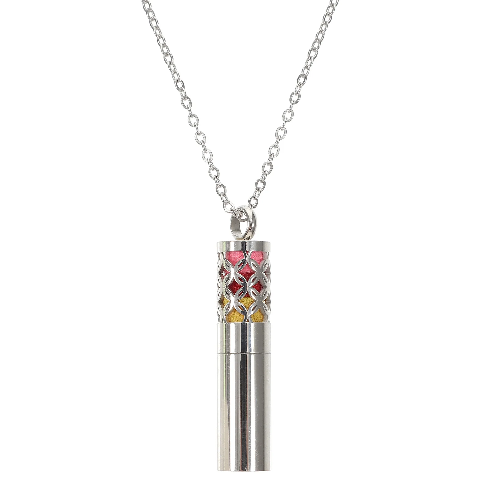 

Stainless Steel Perfume Bottle Diffuser Necklace Essential Oil Necklace Aromatherapy Pendant For Men Fashion Jewelry Lightweight