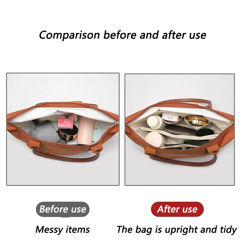 Purse Organizer Insert for Handbags,waterproof Bag Organizer for Tote,Tote Bag Organizer Insert with 5 Sizes Fits for Longchamp