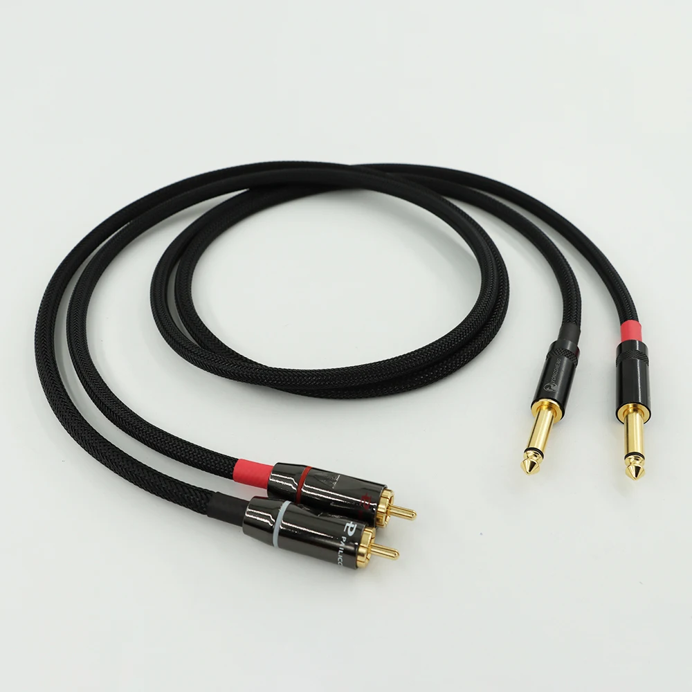 Carare สายสัญญาณสายออดิโอ L-4E6S 4N 6.35ทองแดงปราศจากออกซิเจนไปยัง RCA/6.5ปลั๊กสองแกนขนาดใหญ่ไปยังปลั๊กบัวชุบทอง