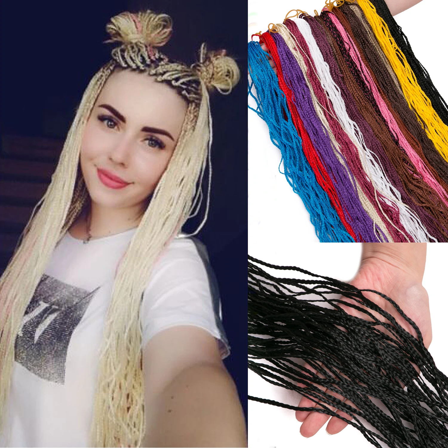 Trenzas de ganchillo de 32 pulgadas, trenzas sintéticas de colores, trenzas sintéticas Zizi, cabello de ganchillo rosa, negro, marrón, extensiones de cabello para mujer