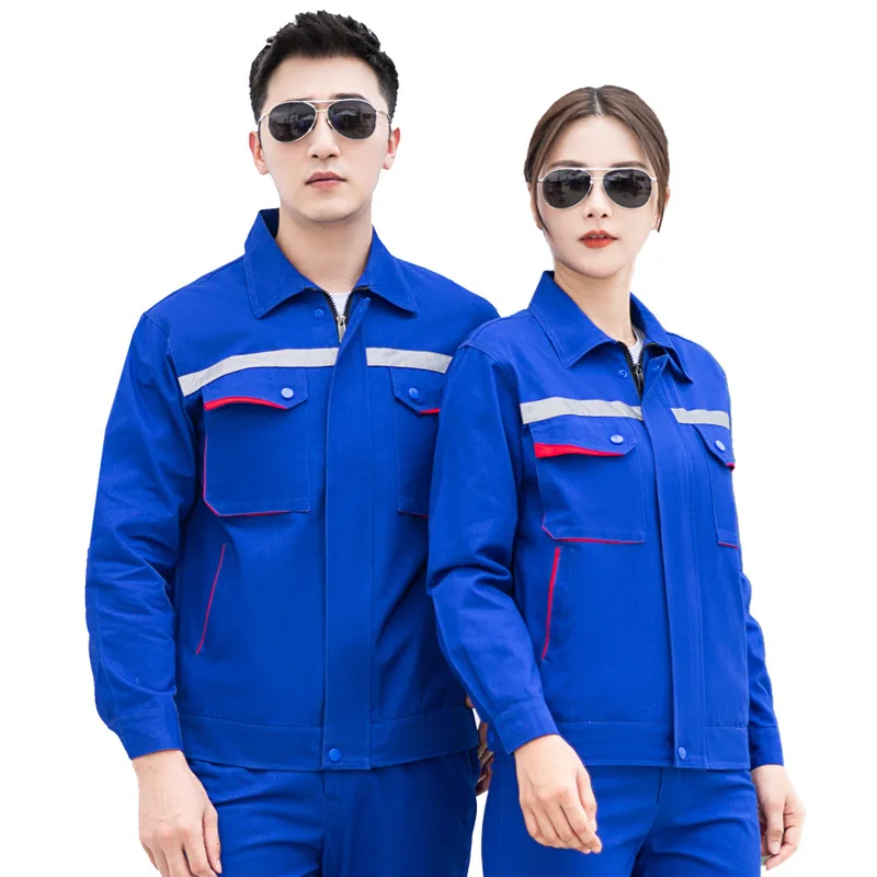 

Spring And Autumn Cotton Long Sleeve Work Clothes Set Factory Workshop Auto Repair Work Clothes Labor Protection Work Clothes