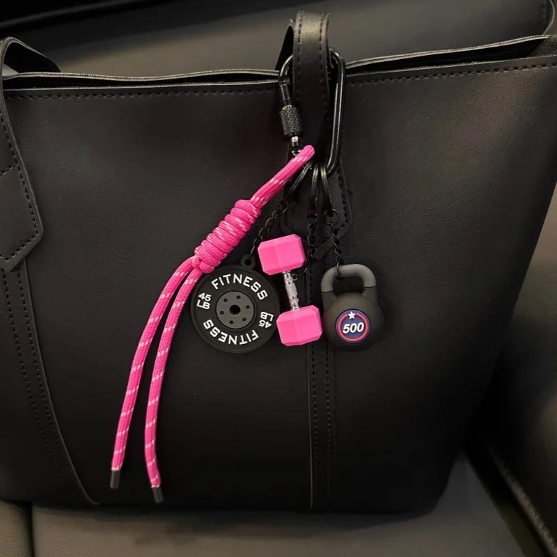 Mode Tasche Charme Neue Handarbeit Gewebt Seil Fitness Kettlebell/Wasser Tasse/Hantel Schlüsselbund Kreative Sport Rucksack Zubehör – Detail 1