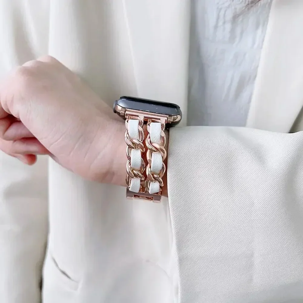 سليم المعادن والجلود معصمه للنساء ، أبل سلسلة ساعة 9 ، 8 ، 7 ، 6 ، 5 ، 4 ، Se ، 40 مللي متر ، 41 مللي متر ، 44 مللي متر ، 45 مللي متر ، لطيف سوار ، اي واتش باند ، 38 مللي متر ، 42 مللي متر