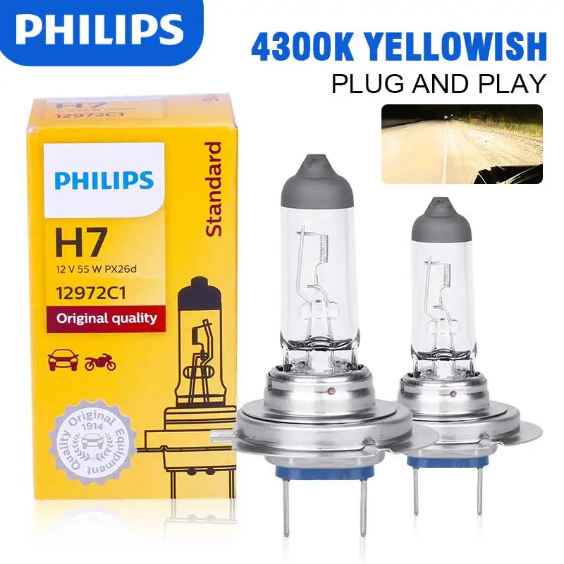 1 шт., Philips H4 H7 H11 Vision, оригинальная автомобильная головка, фотолампа H1 H3 H8 H9 9005 9006 HB3 HB4 H27 3200K, Стандартная автомобильная лампа