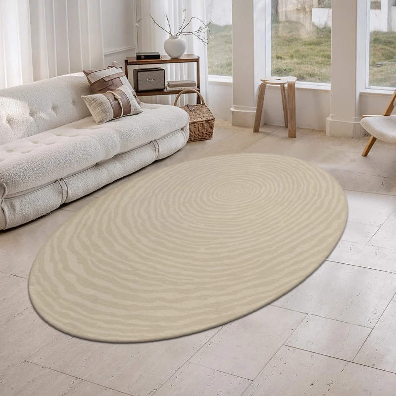 

Modern Style Living Room Decoration Oval Carpet Minimalist Rugs for Bedroom Thick Plush Bedside Floor Mat Fluffy Soft Lounge Rug