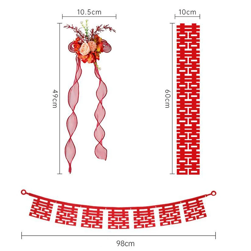 Dekoracje ślubne Baner Wisząca tkanina Chińskie tło ślubne Schody na zewnątrz Pokój dzienny Czerwona podwójna naklejka szczęścia