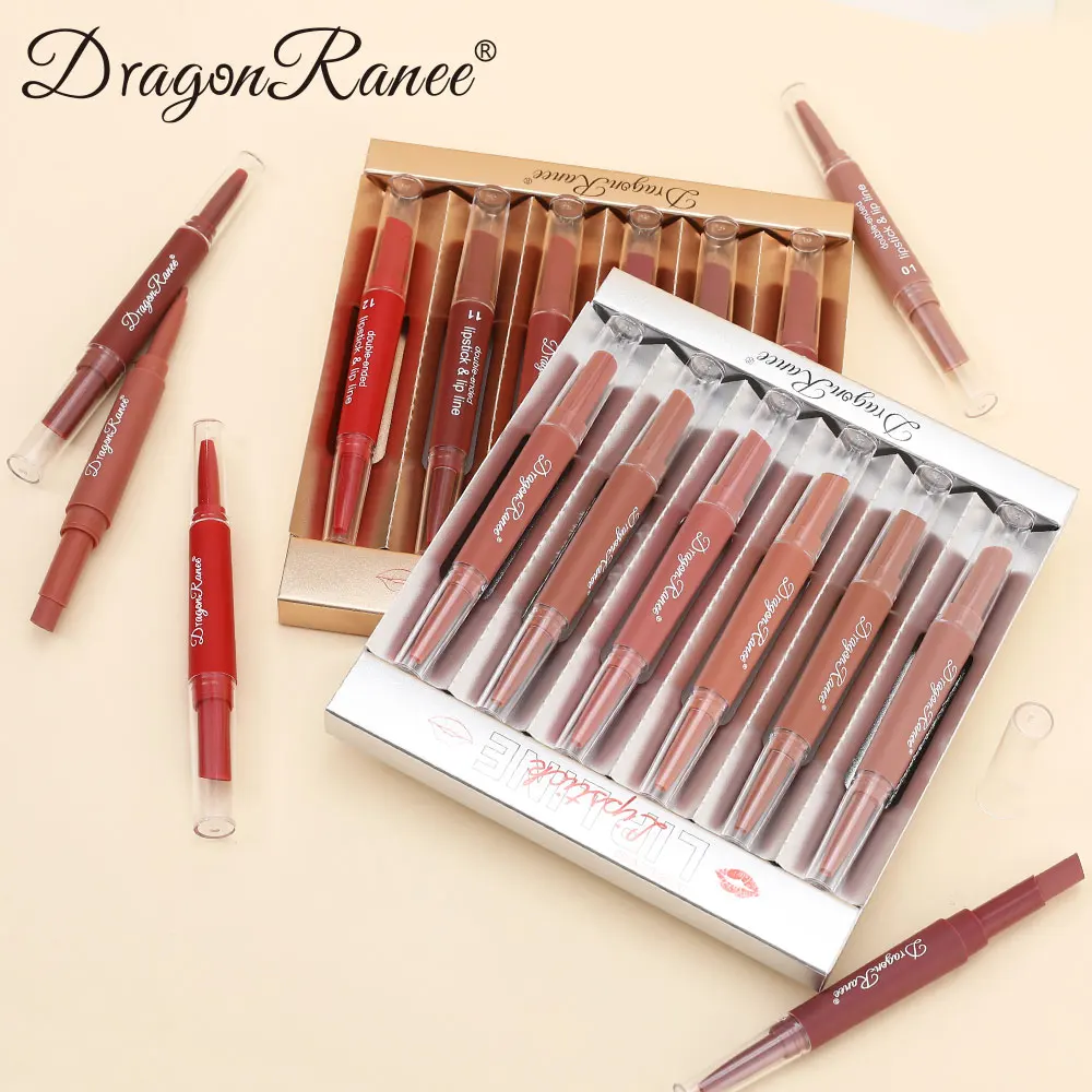 مجموعة مكونة من ستة أحمر شفاه مزدوج الأطراف، أحمر شفاه مخملي غير لامع، ملمع شفاه، سهل التلوين، غير يتلاشى، مجموعة أحمر شفاه غير لاصق #5