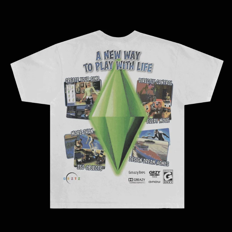 Koszulka The Sims Classic Summer Tee, bawełniana, z nadrukiem, krótki rękaw, modna, luźna, oversize, streetwear, męska i damska.