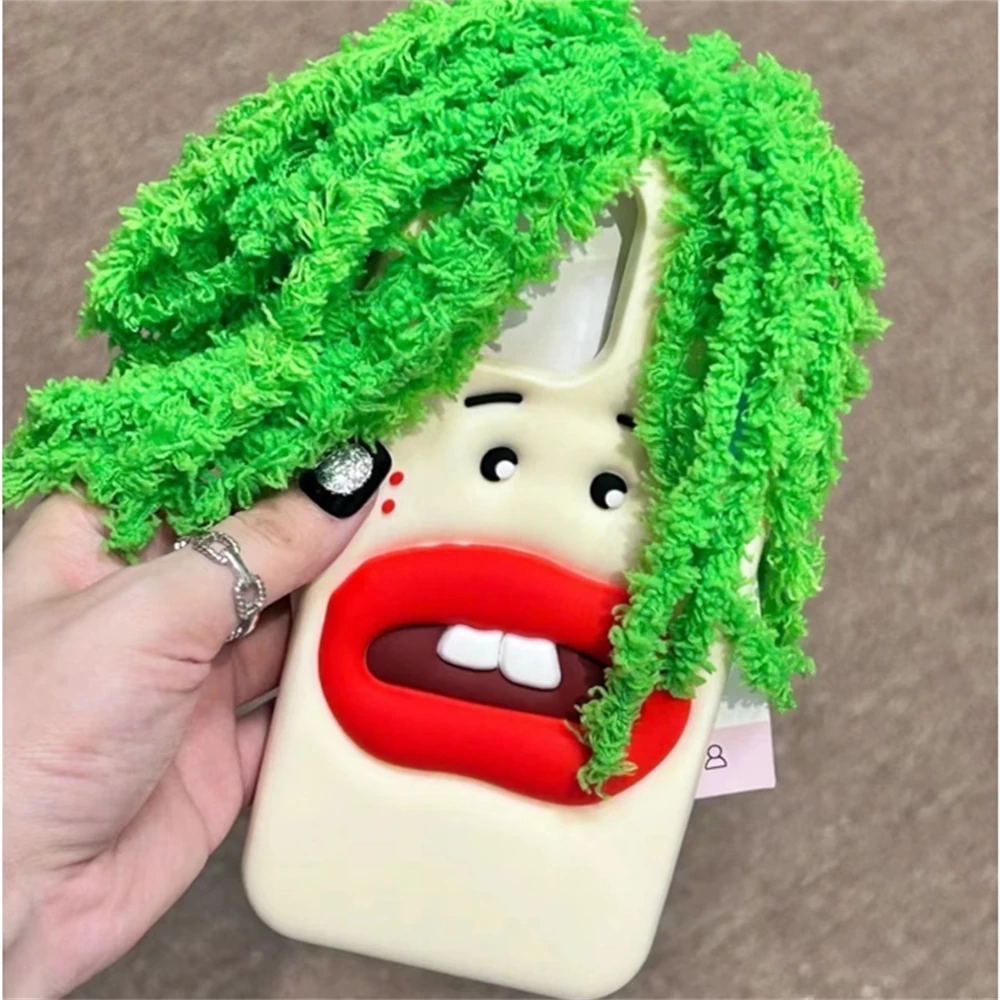 Funny Cartoon Vegetable Cabbage Phone Case For iPhone 15 13 14 12 Pro Max Creative Red Lip Camera Protection Soft Silicone Cover