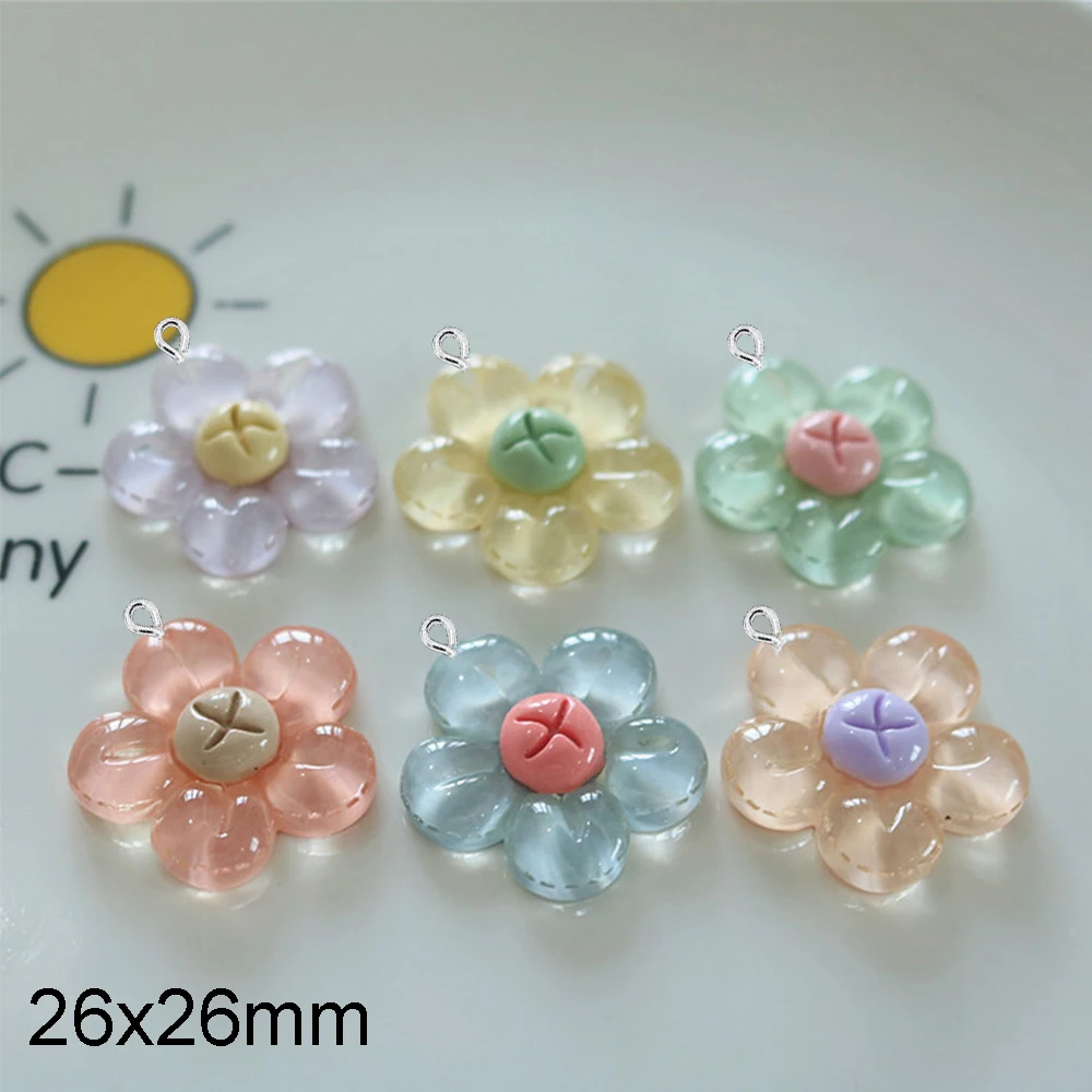 10PCS Clear Dashed Flower Series Flat Back Charms For Earrings Bracelet Hairpin DIY Jewelry Pendants Decoration Accessories