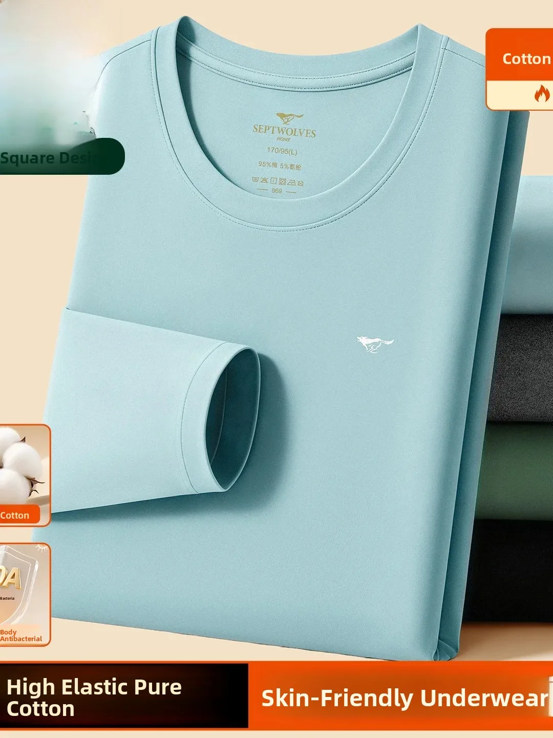 pure-cotton-men's-thermal-underwear-set-autumn-pants-long-sleeve-comfortable-breathable-antibacterial-fleece-lined-innerwear