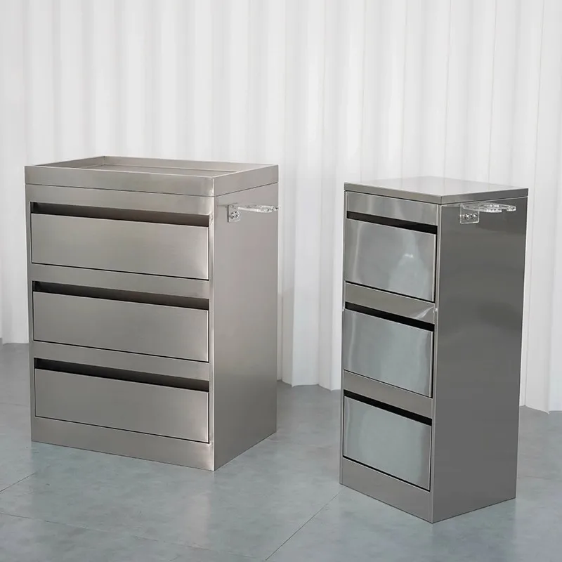 

Light Luxury Commercial Furniture Barber Shop Trolley Salon Equipment Hairdressing Tool Scissors Stainless Steel Storage Cabinet