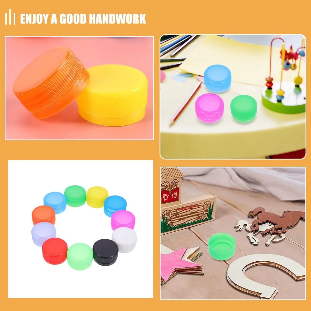 150 個のプラスチックキャップカラフルな Diy クラフト蓋再利用可能なボトルシールキャップ用プラスチック蓋水ボトル手芸用