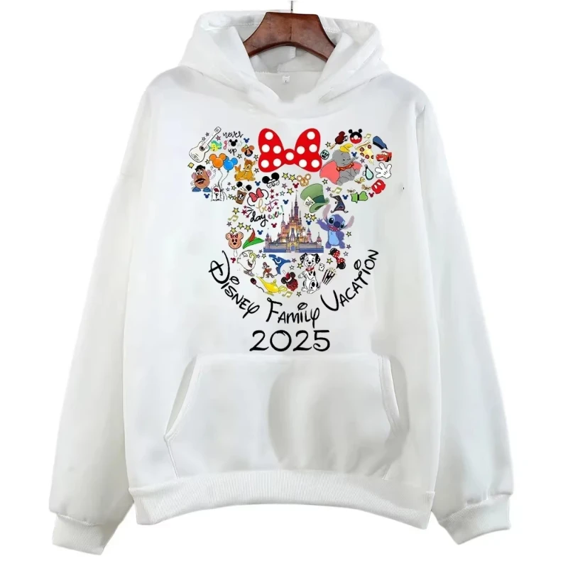 

MINISO Kawaii Casual 2025 Cartoon Hoodie Family Vacation Sports Autumn Women's Casual Round Neck Street Style Pullover