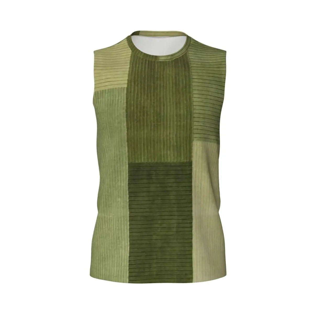 Corduroy Sage Green Pattern Men Printed Sleeveless T-shirt Casual Hip Hop Street Style Beach Holiday Tank Tops
