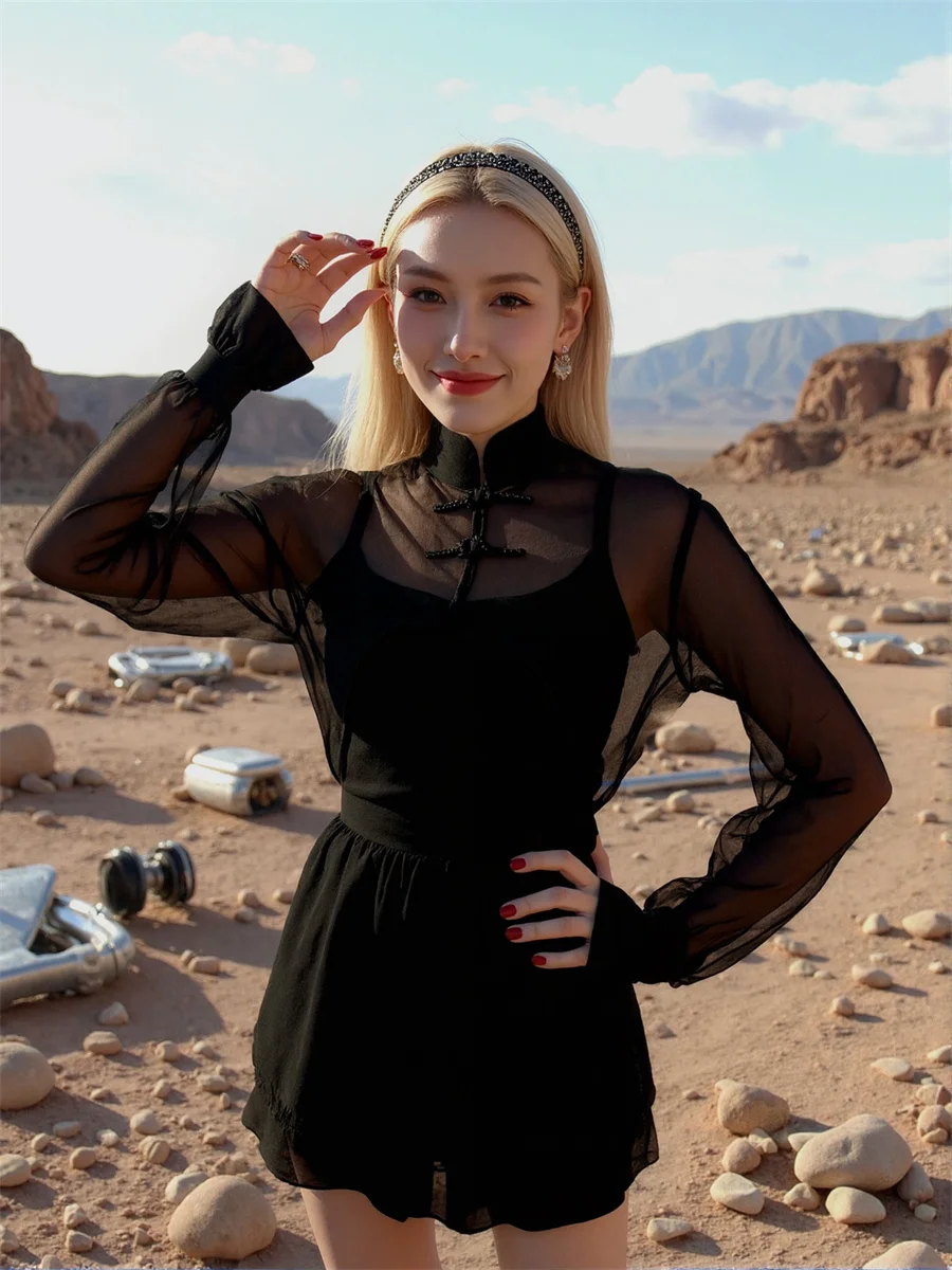 黒シャツ女性長袖フィットオーバーサイズボーイフレンドスタイルボタンフロントシンプルベーシックミニマリストファッションストリート女性トップス新しい