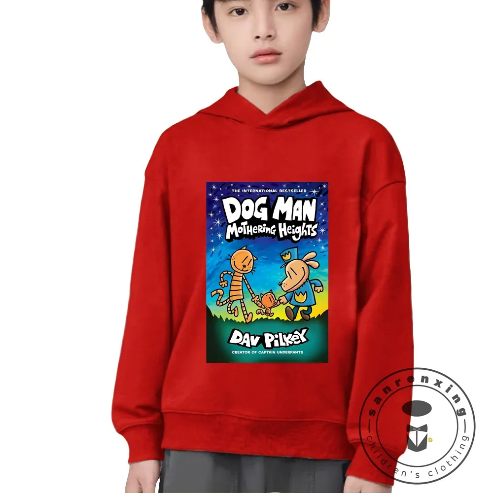 Fashion Kids Hoodies Cute Dog Man And Little Friends Cartoon Graphic Printing Boys Girls Costume Children Sweatshirt Tops