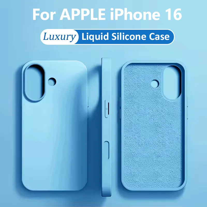 غلاف جراب هاتف من السيليكون السائل الفاخر لهاتف for iPhone 16 15 14 13 12 11 Pro Max Plus جراب جديد غير لامع مقاوم للصدمات غطاء واقي من TPU ناعم