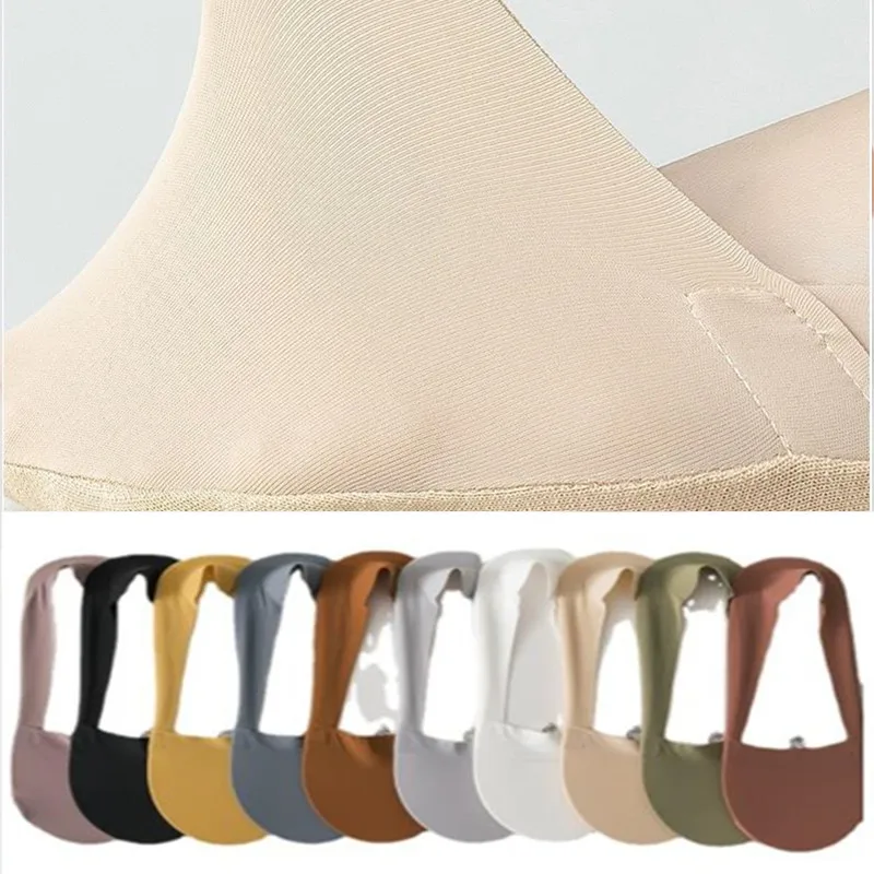 

10 Terry Bottom Women Socks Summer Thin Cotton Ice Silk Shallow Mouth Invisible Non Slip Heel Ins 2022 New Design Breathable