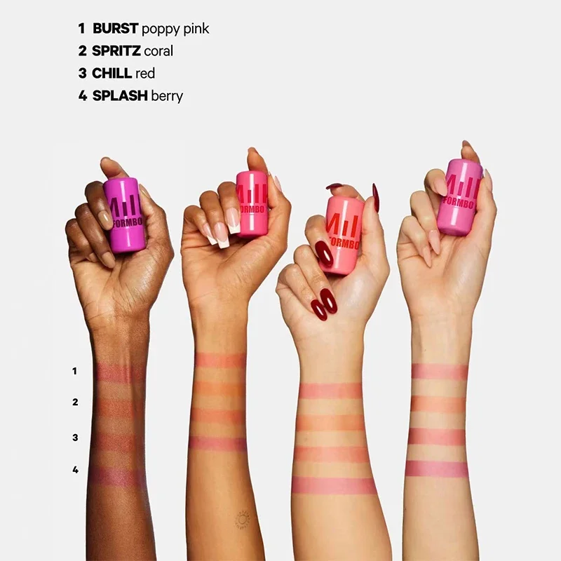 3-in-1 Milk Makeup Lipstick Blush Stick Lip Tinted Cooling Water Long Lasting Jelly Tint Watercolor Multi-Use Matte Makeup