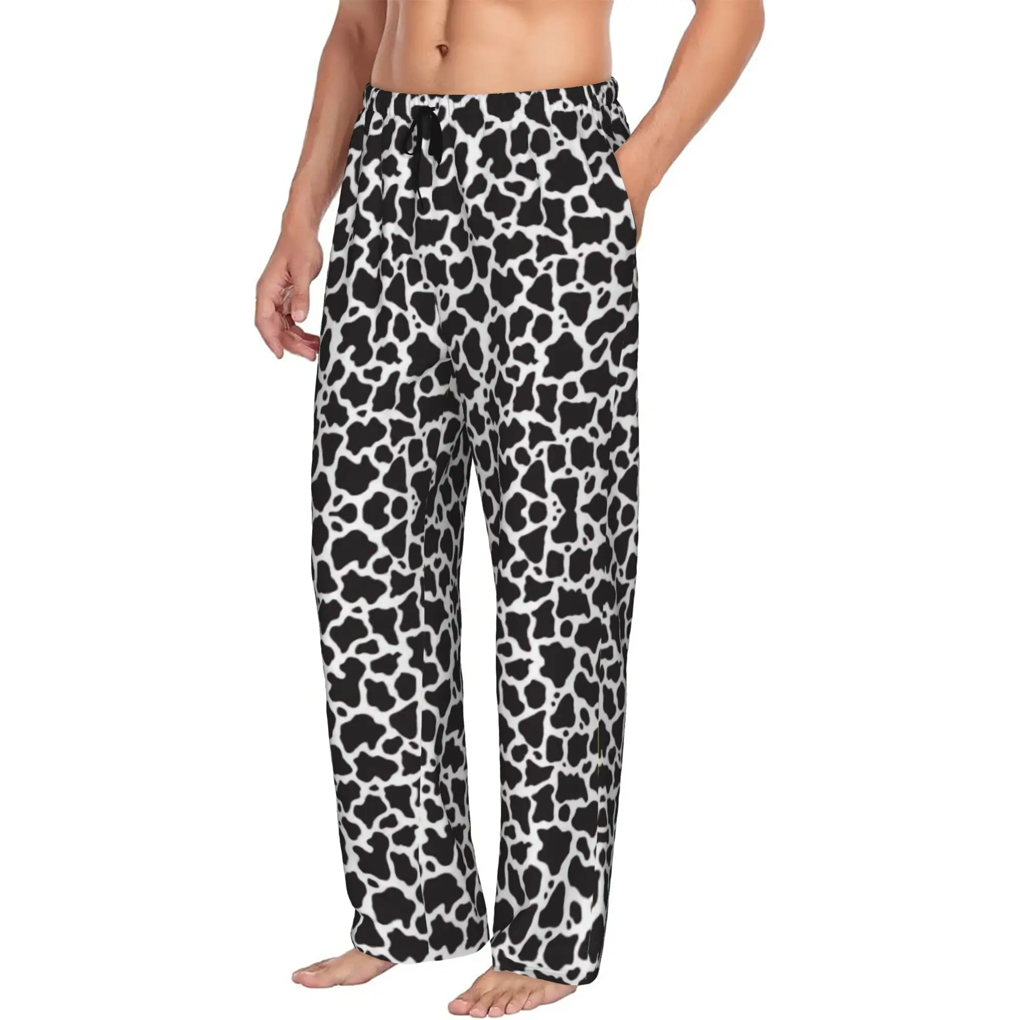 Custom Leopard Print Colorful Pajama Pants Sleepwear Men Elastic Waistband  Sleep Lounge Bottoms with Pockets