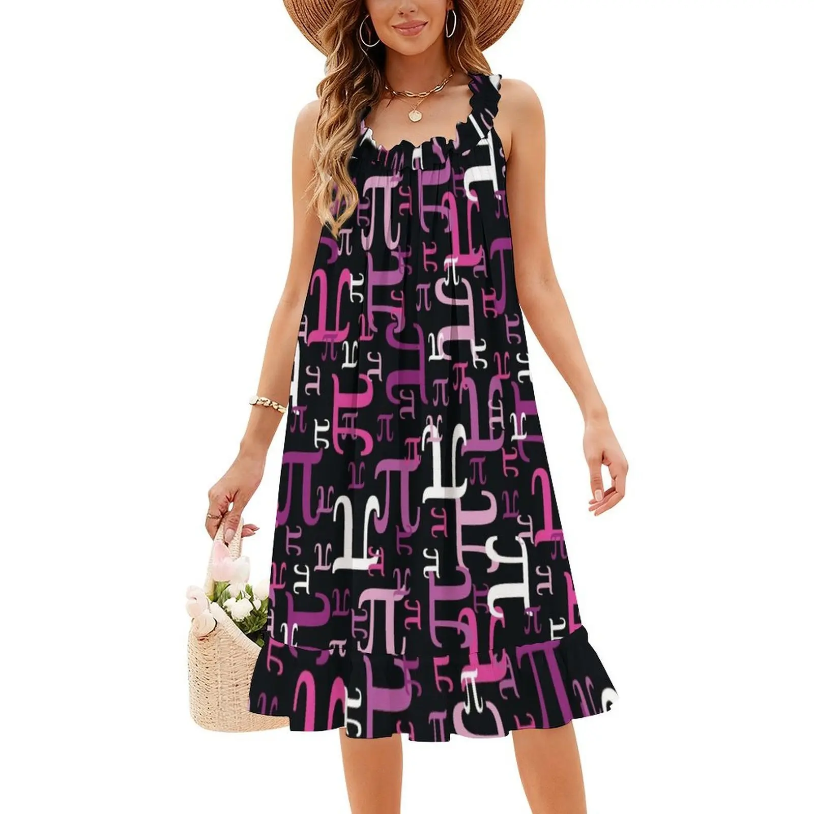 قطع من Pi (الوردي) فستان عطلة مثير للنساء فستان قصير لحفلات الشاطئ وأعياد الميلاد Pi Math Pi Day Nerd Geek Geeky Science Dress