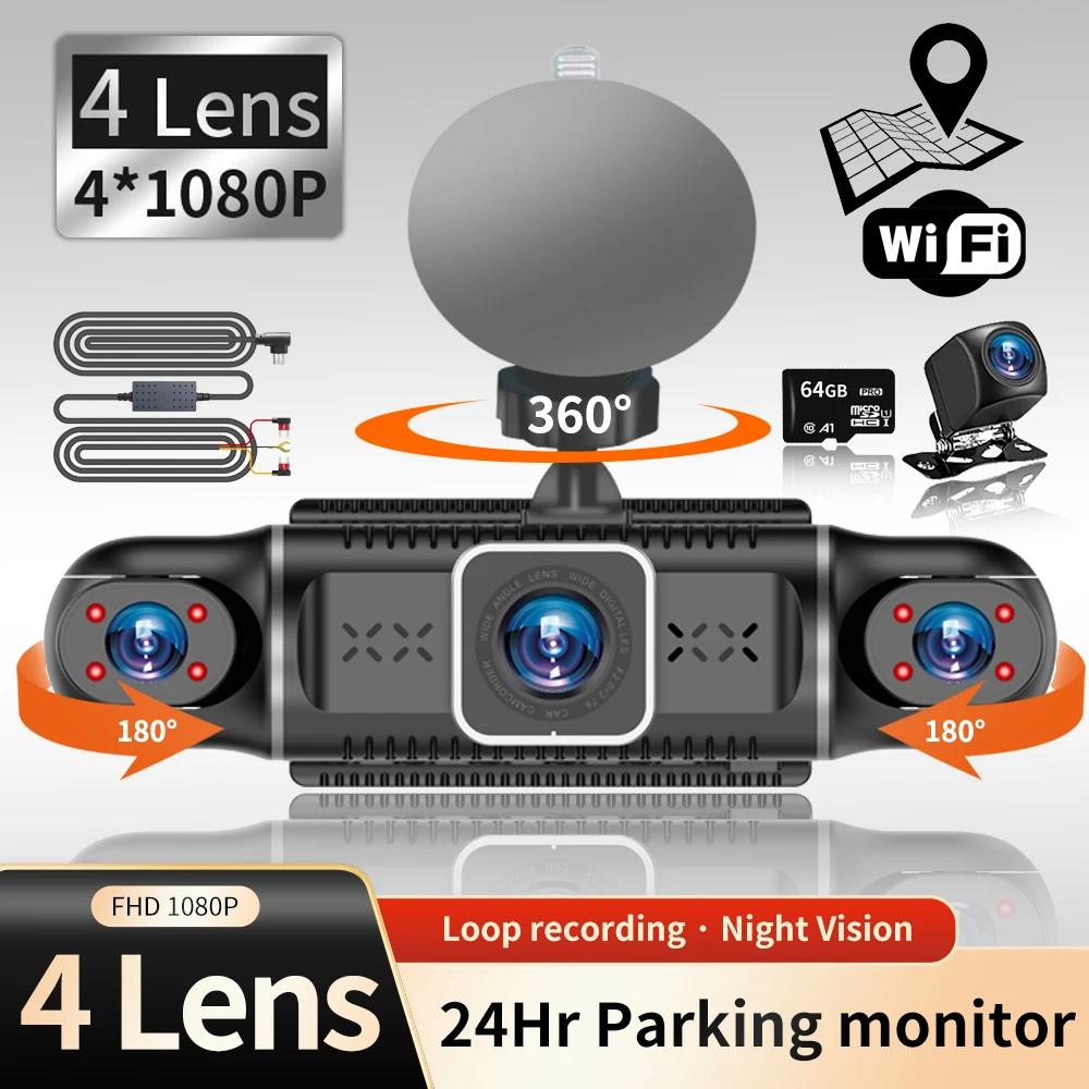 Dash Cam for cars WiFi GPS 24h Parking Monitor FHD 1080P Night Vision SMART Car Camera DVR Video Recorder Free 64G