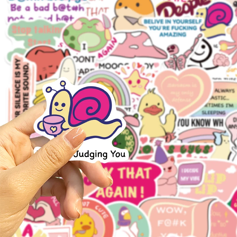 50Pcs Pink Romantic Quote Stickers Sweet Aesthetic Vinyl Decals for Notebook Stationery Motorcycle Laptop Phone Luggage