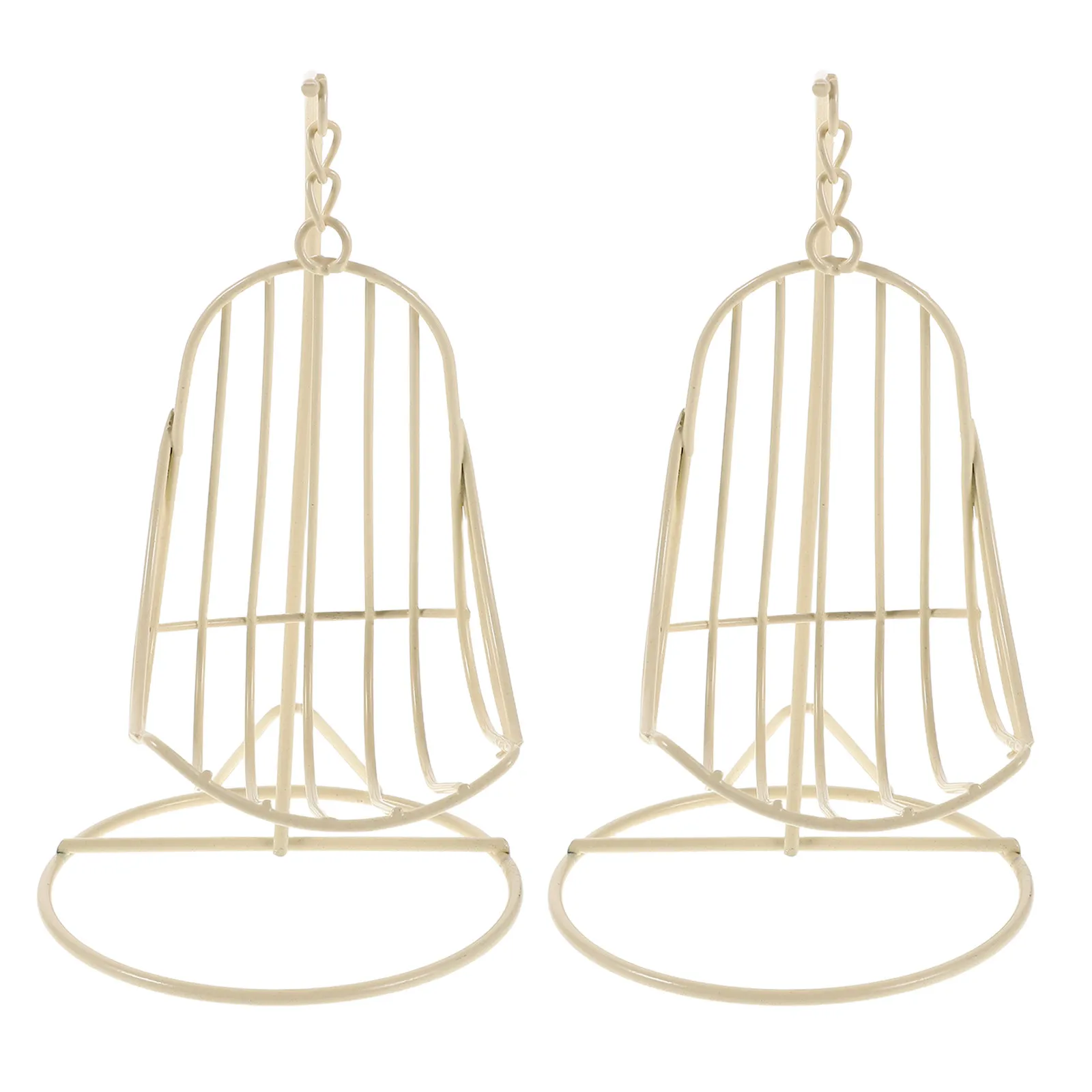 

2Pcs Miniature Hanging Iron Swing Chair Lifelike Detail Crafted for Dollhouse Living Room Patio Balcony Mini Furniture