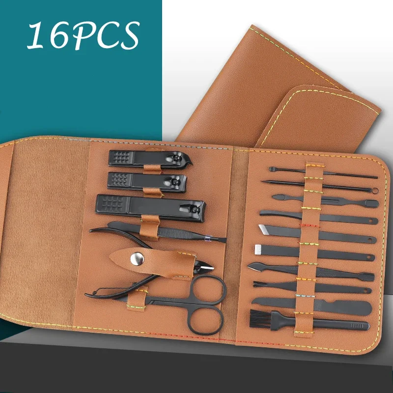 

16Pcs Manicure Knife Folding Bag Set Professional Stainless Steel Nail Cutter Pedicure Scissors Kit Nail Clipper Manicure Tools