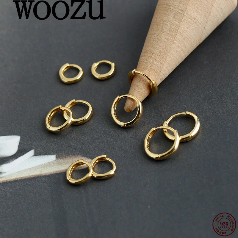 

WOOZU 925 Sterling Silver Smooth Versatile Classic Hug Hoop Earrings for Women Party Daily Simple Multi-size Jewelry Accessories