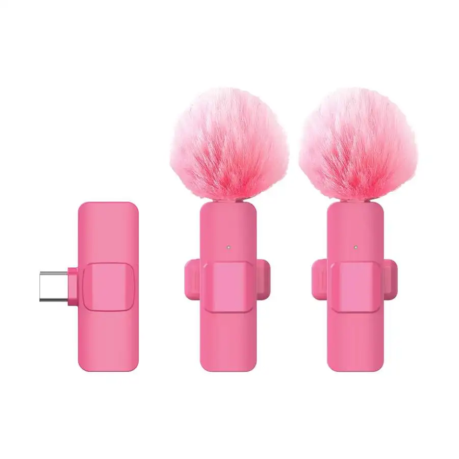 ميكروفون SNZIYAG K60 باللون الأبيض والأحمر الوردي اللاسلكي Lavalier، ميكروفون التوصيل والتشغيل للهواتف الذكية البث المباشر/مدونة الفيديو/التدريس