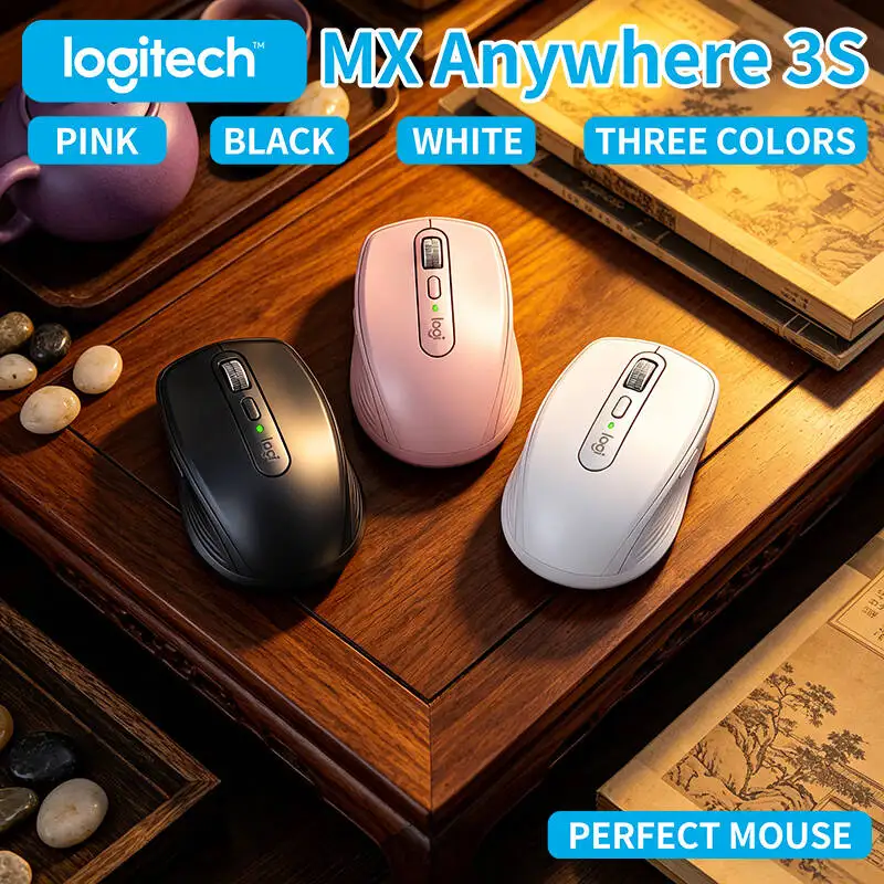 

Logitech MX Anywhere 3S Wireless Mouse - Darkfield 8K DPI, MagSpeed Scroll, Silent Click, 3-Device Sync for Field Office Use