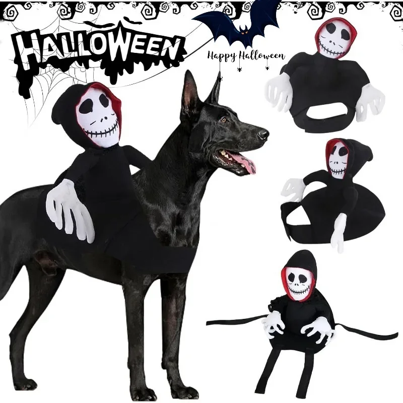 

Halloween Pet Ghost Costume Riding Dog Costume Adjustable Jumpsuit Cats Dogs Scary Clothing Cosplay Suit Pet Dress Up Supplies