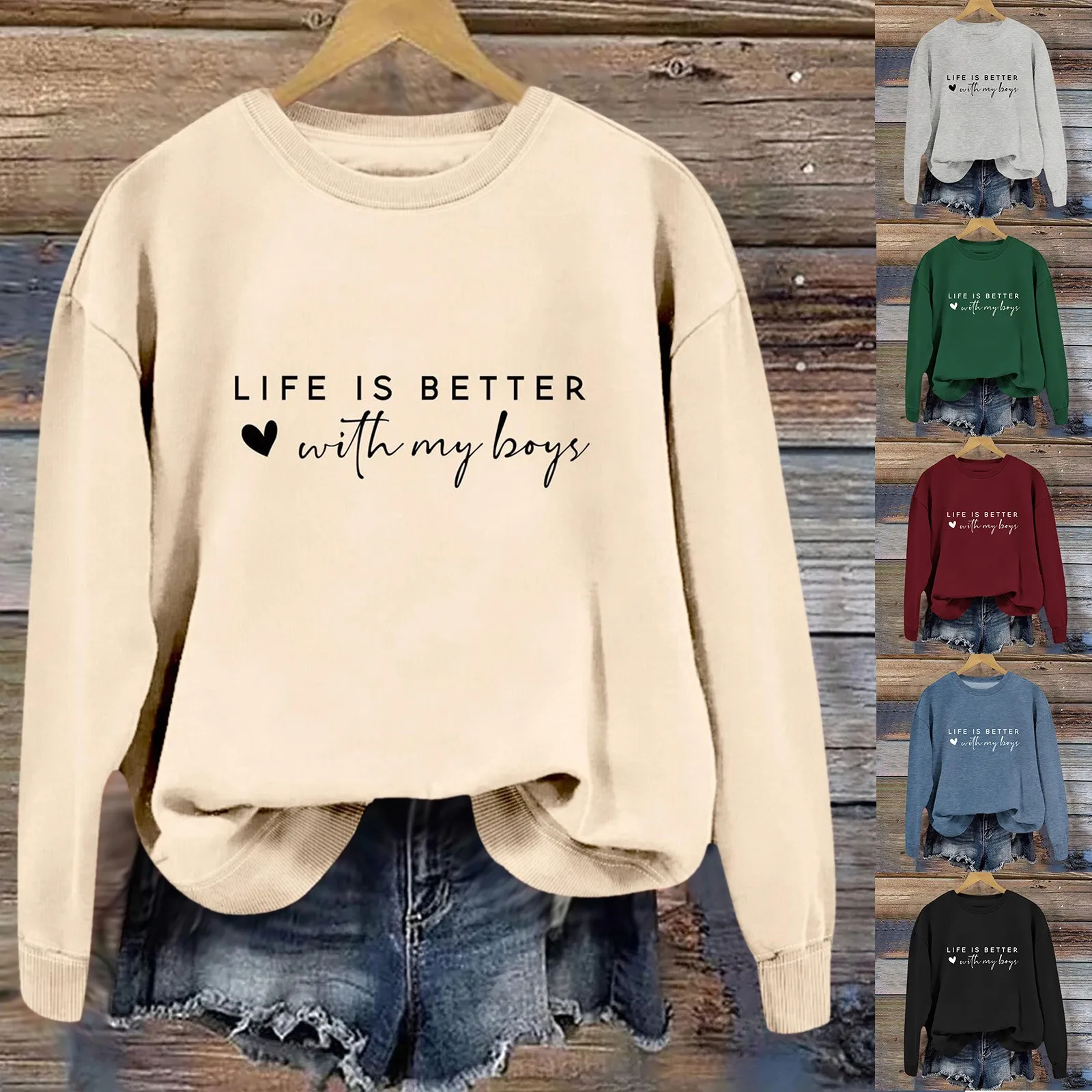 Women Funny Sweatshirts Crew Neck Long Sleeve Pullover Tops New European American Models Autumn Winter Versatile Hoodies