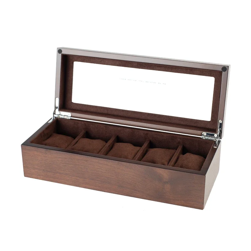 Wooden Watch Box Case Organizer 5 Slots Luxury Men\'s Watch Boxes Storage Case Watches Display Organizer Accessories Gift Ideas