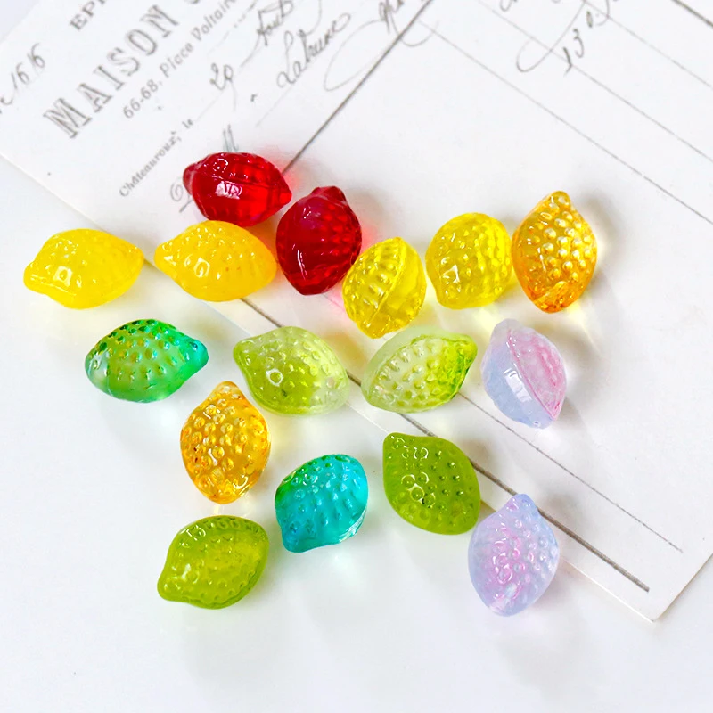 

50pcs Czech Glazed Lemon Beads with Horizontal Holes Loose Beads Fruit Bead Charm for Diy Earrings Jewelry Making Findings