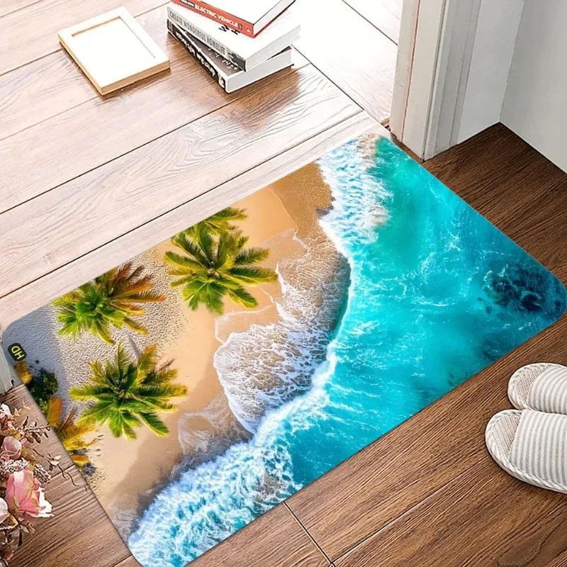 Tropical Beach Printing Non Slip Small Rug Waterproof Easy To Clean Floor Mat For Indoor Outdoor Use Durable Home Decor Novelty